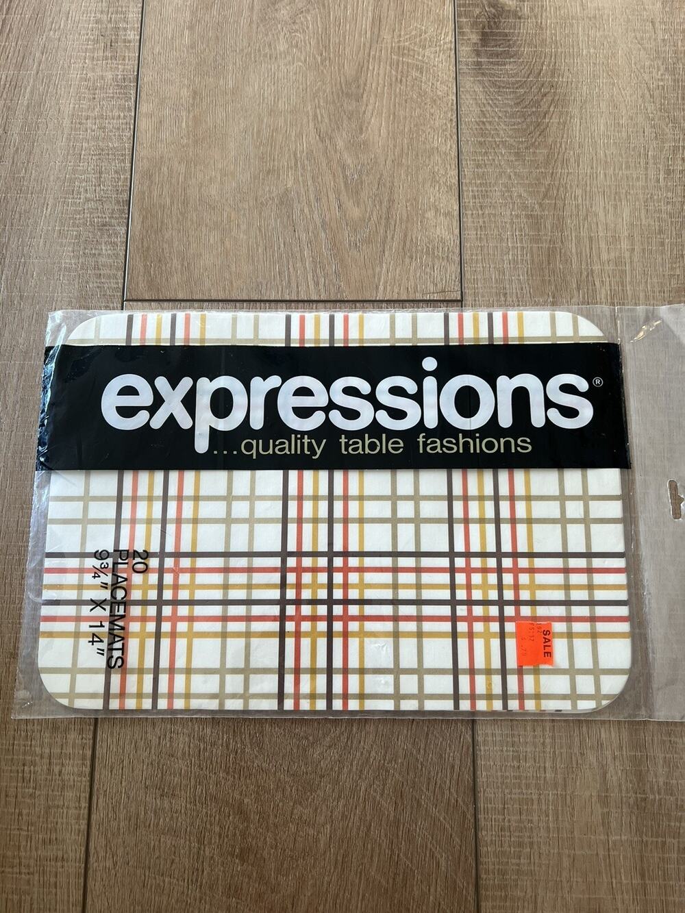 Vintage 80s Expressions Tattersall Placemats Gold Brown Plaid Hoffmaster Oshkosh